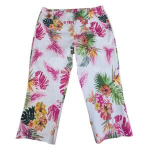 NWT Charlie B Pull On Stretch Tropical Print Capri Size 16